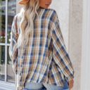  Multi Color Plaid Raw Edge Casual Shirt