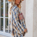  Multi Color Plaid Raw Edge Casual Shirt
