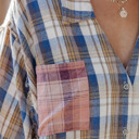  Multi Color Plaid Raw Edge Casual Shirt
