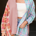  Multicolor Plaid Patchwork Casual Shirt