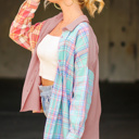  Multicolor Plaid Patchwork Casual Shirt