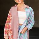  Multicolor Plaid Patchwork Casual Shirt