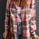  Pink Plaid Button Up Patch Pocket Shirt