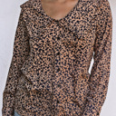  Leopard Buttoned Up Long Sleeve Blouse