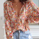  Boho Floral Print Button Front Shirt