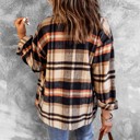  Geometric Plaid Print Pocketed Shacket