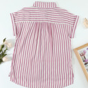  Stripe Side Slit Collar Shirt