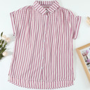  Stripe Side Slit Collar Shirt