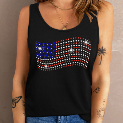 Sparkle Rhinestones USA Flag Tank Top