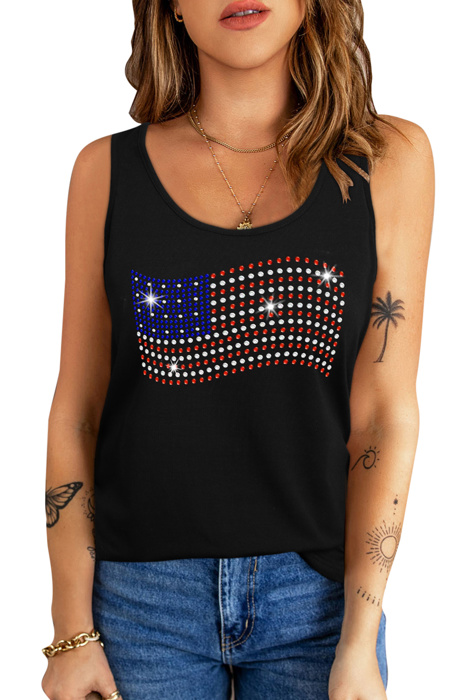 Sparkle Rhinestones USA Flag Tank Top