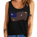  Sparkle Rhinestones USA Flag Tank Top