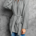  Ribbed Pocketed Open Front Cardigan | 2 Colors |