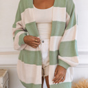  Striped Long Sleeve Cardigan