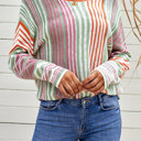  Multicolor Stripe Round Neck Sweater