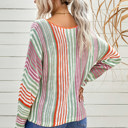  Multicolor Stripe Round Neck Sweater