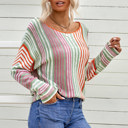  Multicolor Stripe Round Neck Sweater