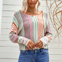  Multicolor Stripe Round Neck Sweater