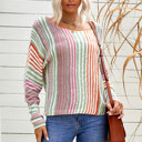  Multicolor Stripe Round Neck Sweater