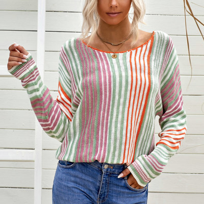 Multicolor Stripe Round Neck Sweater