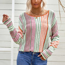  Multicolor Stripe Round Neck Sweater