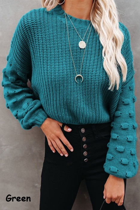 Balloon Sleeve Knit Sweater | 4 Colors |