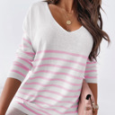  Striped V Neck Long Sleeve Top | 3 Colors |