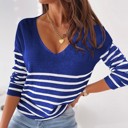  Striped V Neck Long Sleeve Top | 3 Colors |