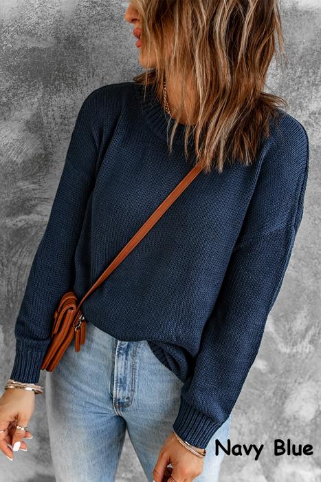 Trendy Knit Ribbed Cuffs Sweater | 2 Colors |