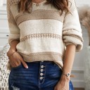  V-neck Knitted Lantern Sleeve Pullover Sweater | 2 Colors |