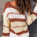  V-neck Knitted Lantern Sleeve Pullover Sweater | 2 Colors |