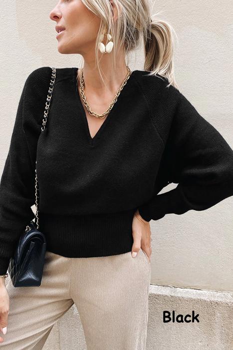 V Neck Lace Back Sweater | 2 Colors | 