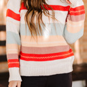  Crew Neck Drop-Shoulder Striped Sweater