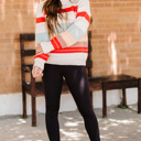  Crew Neck Drop-Shoulder Striped Sweater