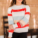  Crew Neck Drop-Shoulder Striped Sweater