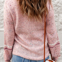  Pink Pilling Detail Patterned Sleeve Sweater