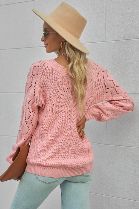 Knitted Raglan Sleeve Sweater | 2 Colors |