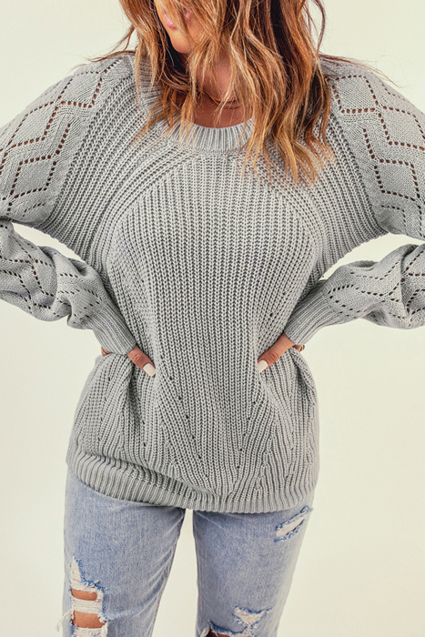 Knitted Raglan Sleeve Sweater | 2 Colors |