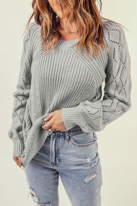 Knitted Raglan Sleeve Sweater | 2 Colors |