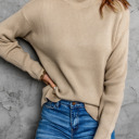  Turtleneck Ribbed Knit Sweater