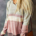  Color Block Drawstring Kangaroo Pocket Hoodie