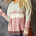  Color Block Drawstring Kangaroo Pocket Hoodie