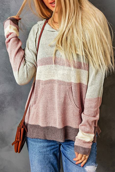 Color Block Drawstring Kangaroo Pocket Hoodie