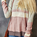  Color Block Drawstring Kangaroo Pocket Hoodie