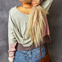  Color Block Drawstring Kangaroo Pocket Hoodie