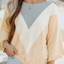  Colorblock Wide Sleeve Loose Sweater