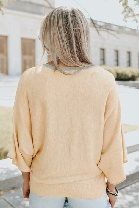 Colorblock Wide Sleeve Loose Sweater