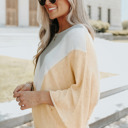  Colorblock Wide Sleeve Loose Sweater