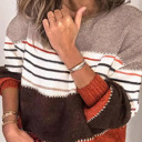  Striped Drop Shoulder Crew Neck Sweater