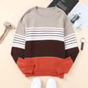  Striped Drop Shoulder Crew Neck Sweater