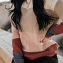  Khaki Knitted Colorblock Sweater